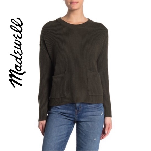 Madewell Sweaters - 🆕 Madewell Patch Pocket Pullover Sweater Green M
